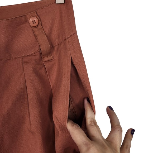 Tiny ANTHROPOLOGIE Pants Womens Small Rust Uysess Wide Leg Pleated Pockets - Picture 5 of 13